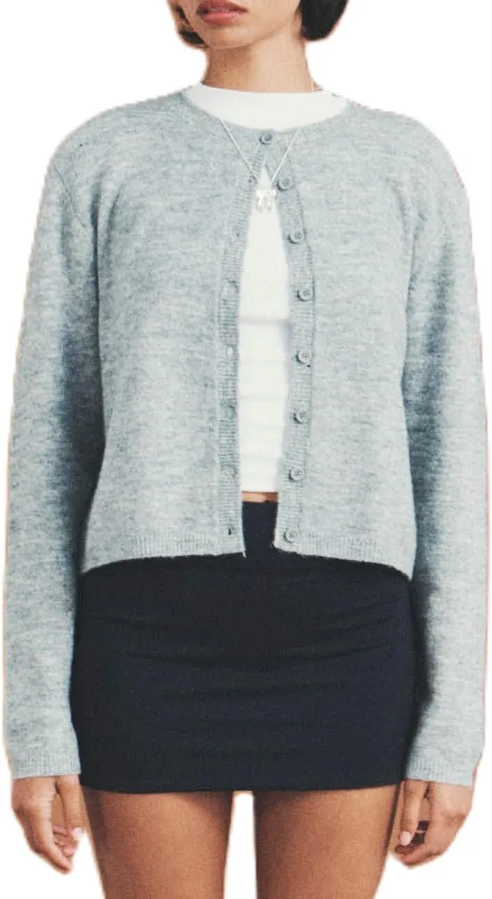 Women Y2k Crop Cardigan Sweater Long Sleeve Button Down Cardigan Vintage Open Front Sweater Cute Knit Pullover Tops