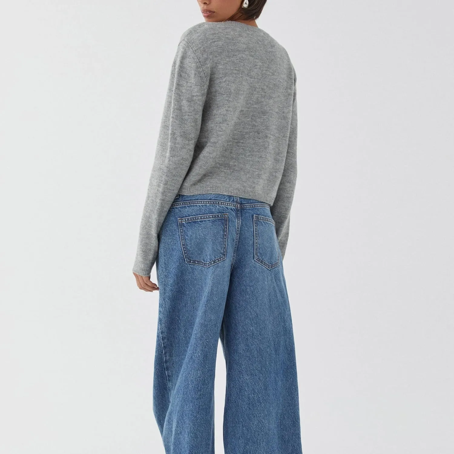 Women Y2k Crop Cardigan Sweater Long Sleeve Button Down Cardigan Vintage Open Front Sweater Cute Knit Pullover Tops