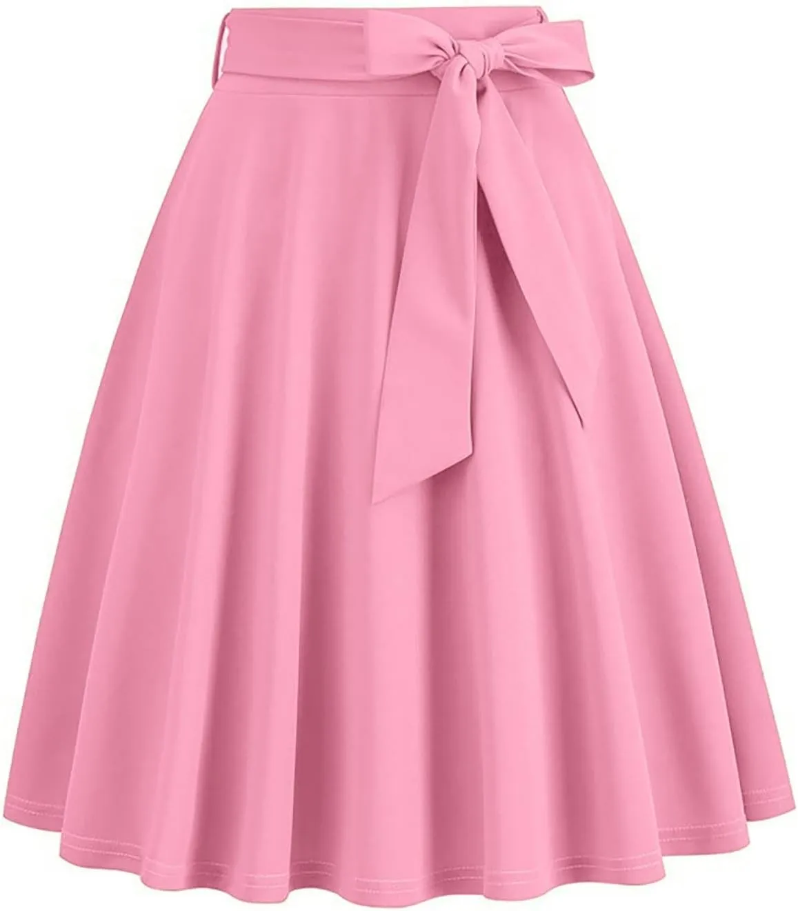 Women's A-Line Swing Vinage Skirts Bow Tie Front High Waist Skater Flared Midi Skirt Evening Gown Prom Skirt