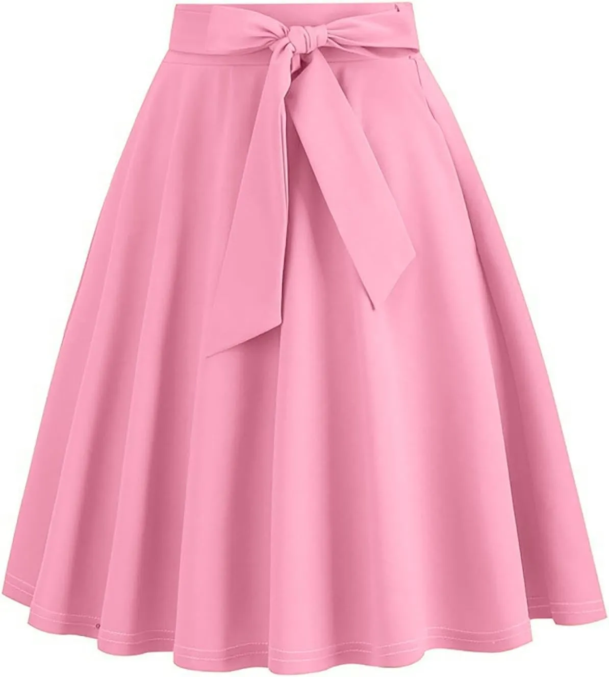 Women's A-Line Swing Vinage Skirts Bow Tie Front High Waist Skater Flared Midi Skirt Evening Gown Prom Skirt