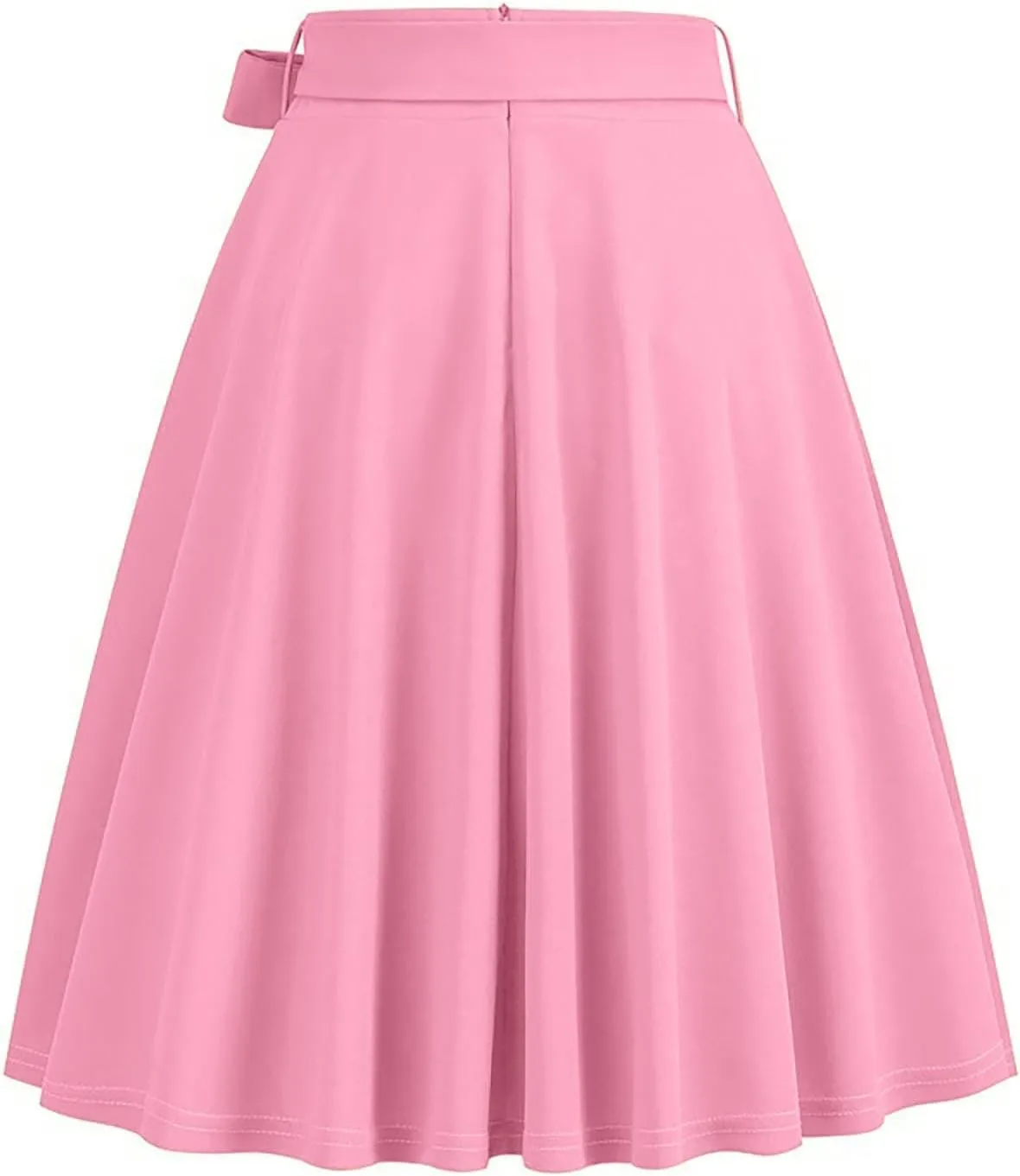 Women's A-Line Swing Vinage Skirts Bow Tie Front High Waist Skater Flared Midi Skirt Evening Gown Prom Skirt