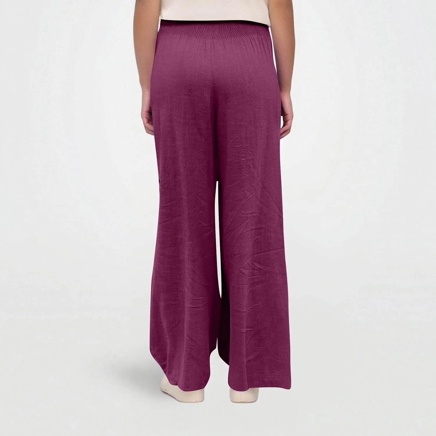 Women's Casual Straight Leg Solid Color High Waist Pocket Dressy Loose Fit Fashion Pants
