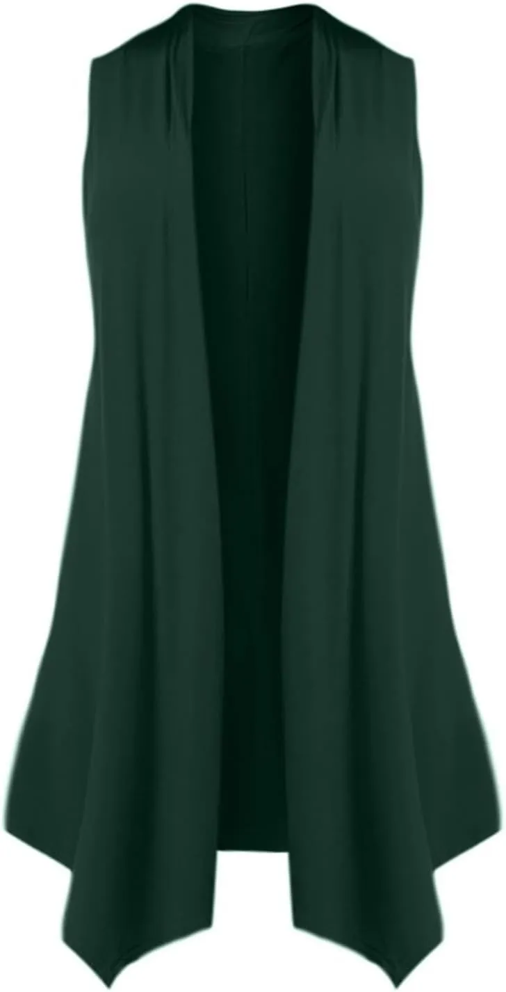 Women's Long Cardigan Vest Sleeveless SweaterS with Pockets Open Front Draped Casual Lightweight Vest Coats 2023