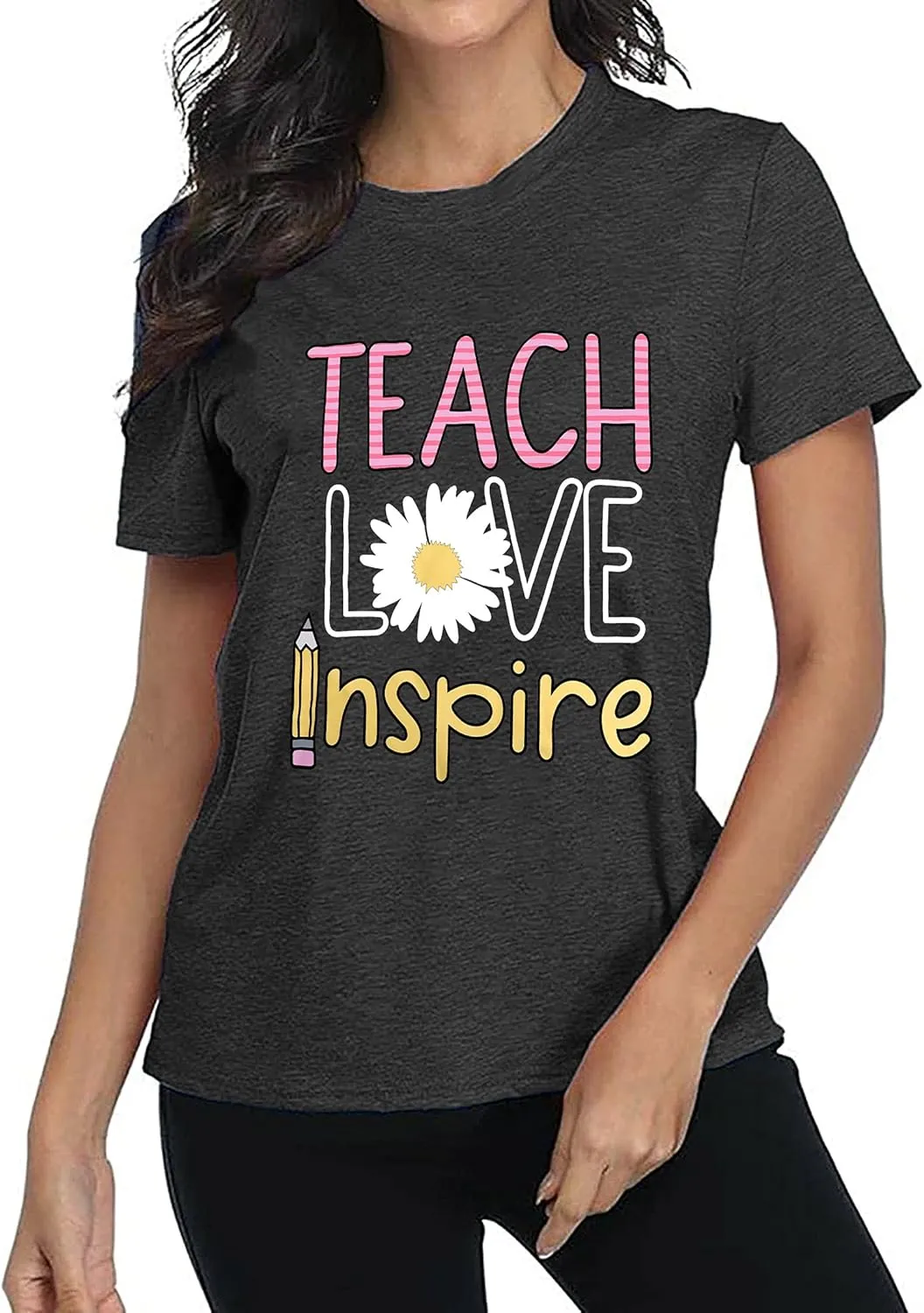 Women's T-Shirt Teaching Kindness Teacher Shirt Funny Short Sleeve Inspirational Graphic Tee Top