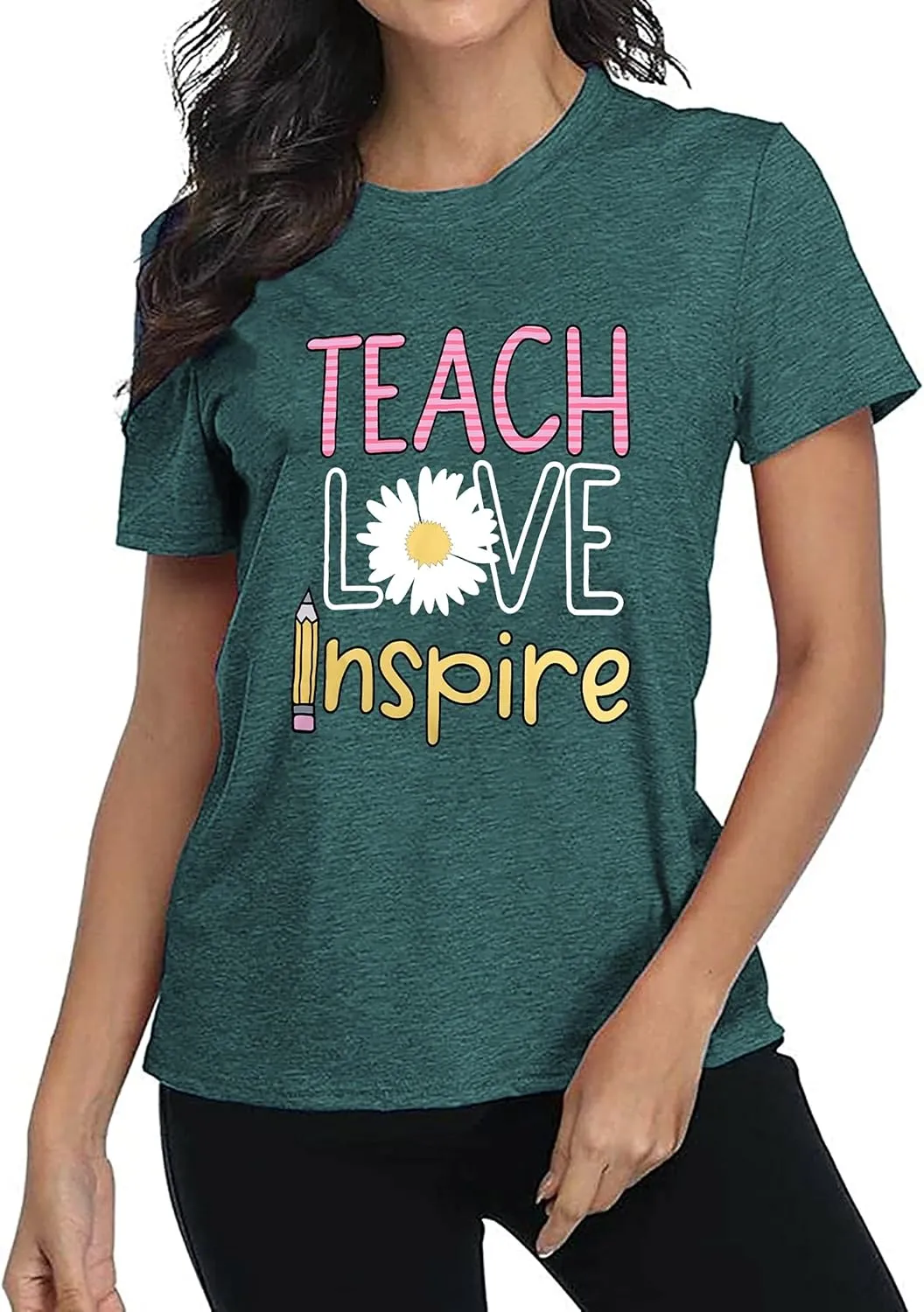 Women's T-Shirt Teaching Kindness Teacher Shirt Funny Short Sleeve Inspirational Graphic Tee Top